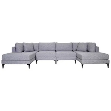 Contemporary Sectional with 2 Wide Chaises